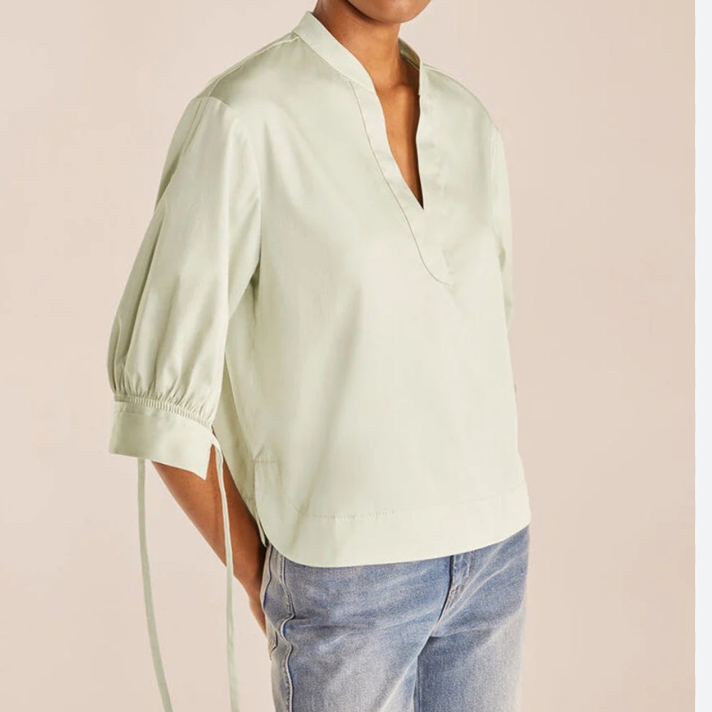 Rebecca Taylor Light Mint V-Neck Pullover Blouse